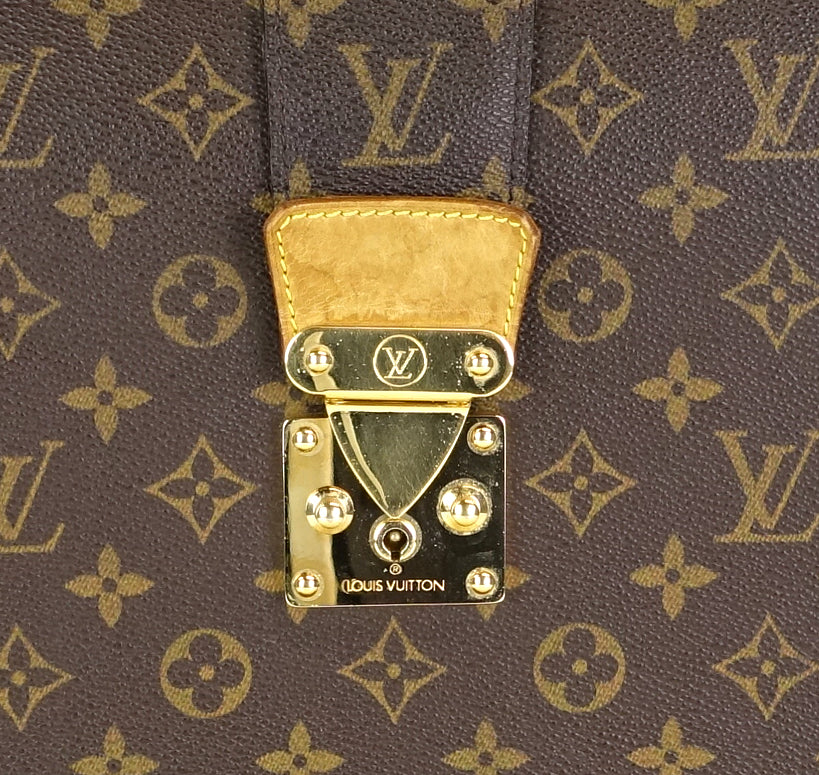 serviette fermoir monogram canvas briefcase bag