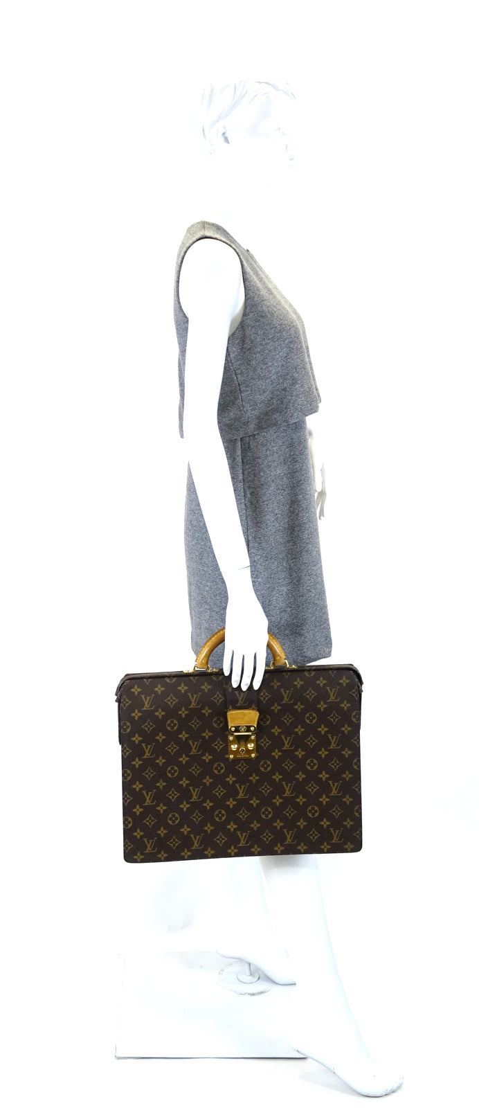 serviette fermoir monogram canvas briefcase bag