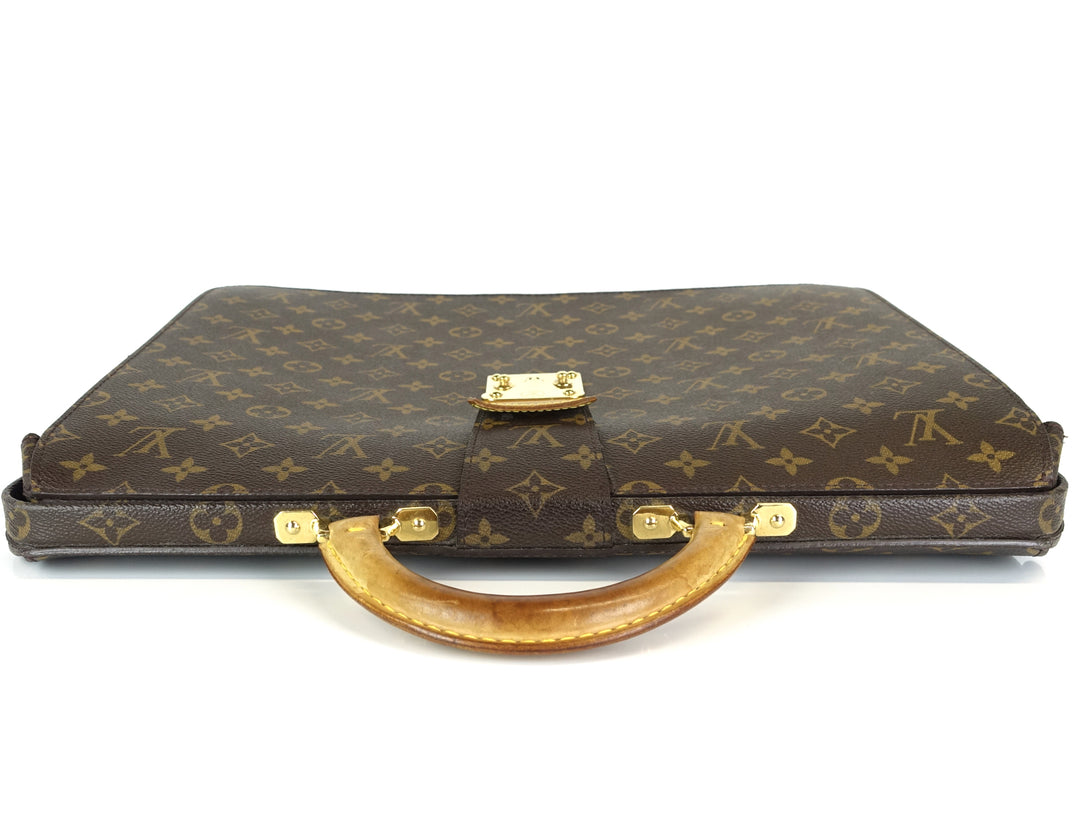 serviette fermoir monogram canvas briefcase bag