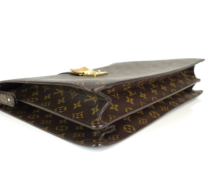 serviette fermoir monogram canvas briefcase bag