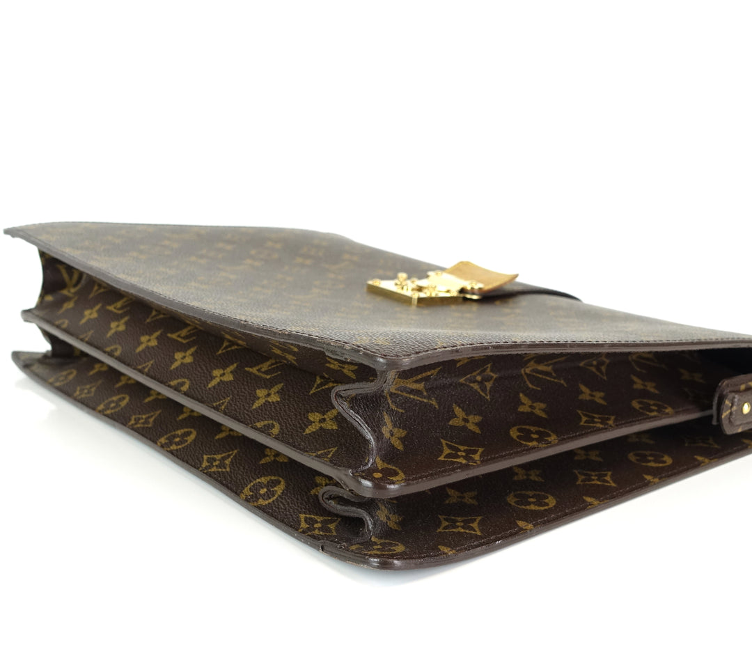serviette fermoir monogram canvas briefcase bag
