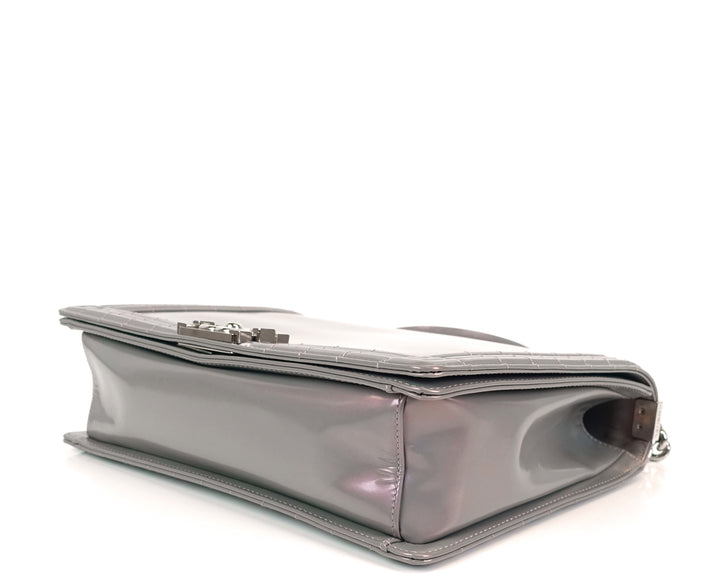 reverso boy flap large glazed leather bag