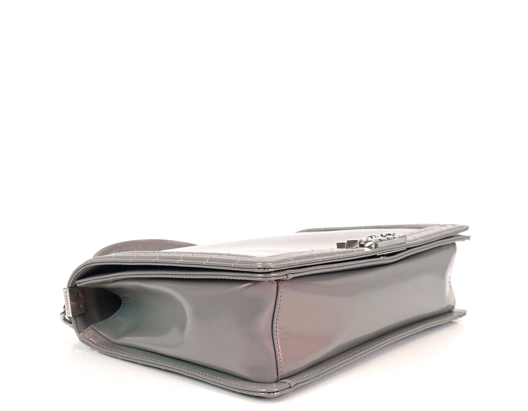 reverso boy flap large glazed leather bag