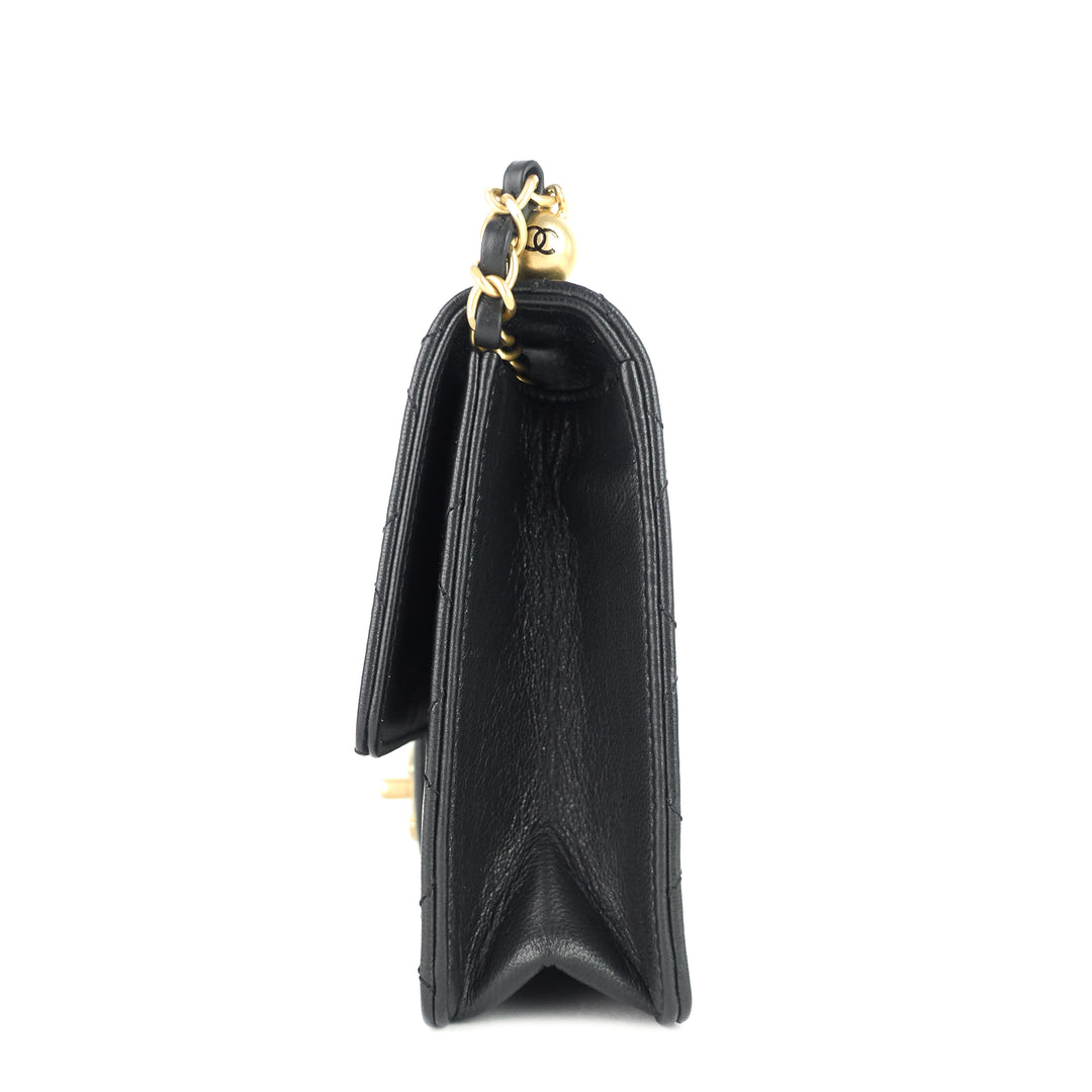 chic pearls mini lambskin leather bag