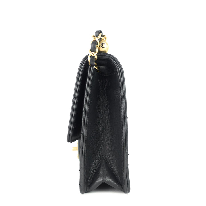 chic pearls mini lambskin leather bag