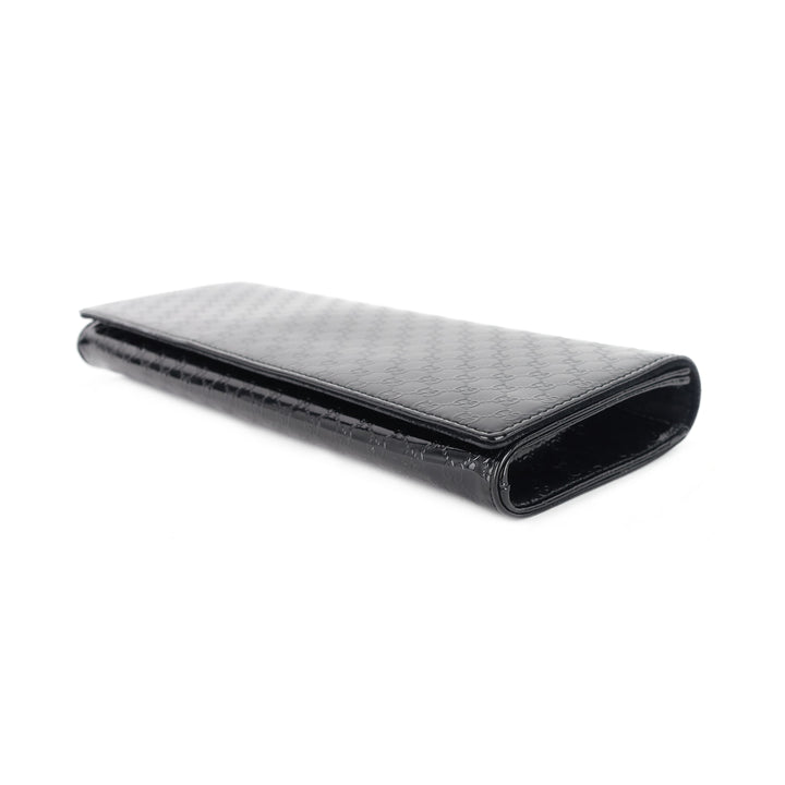 micro-guccissima patent leather broadway clutch bag