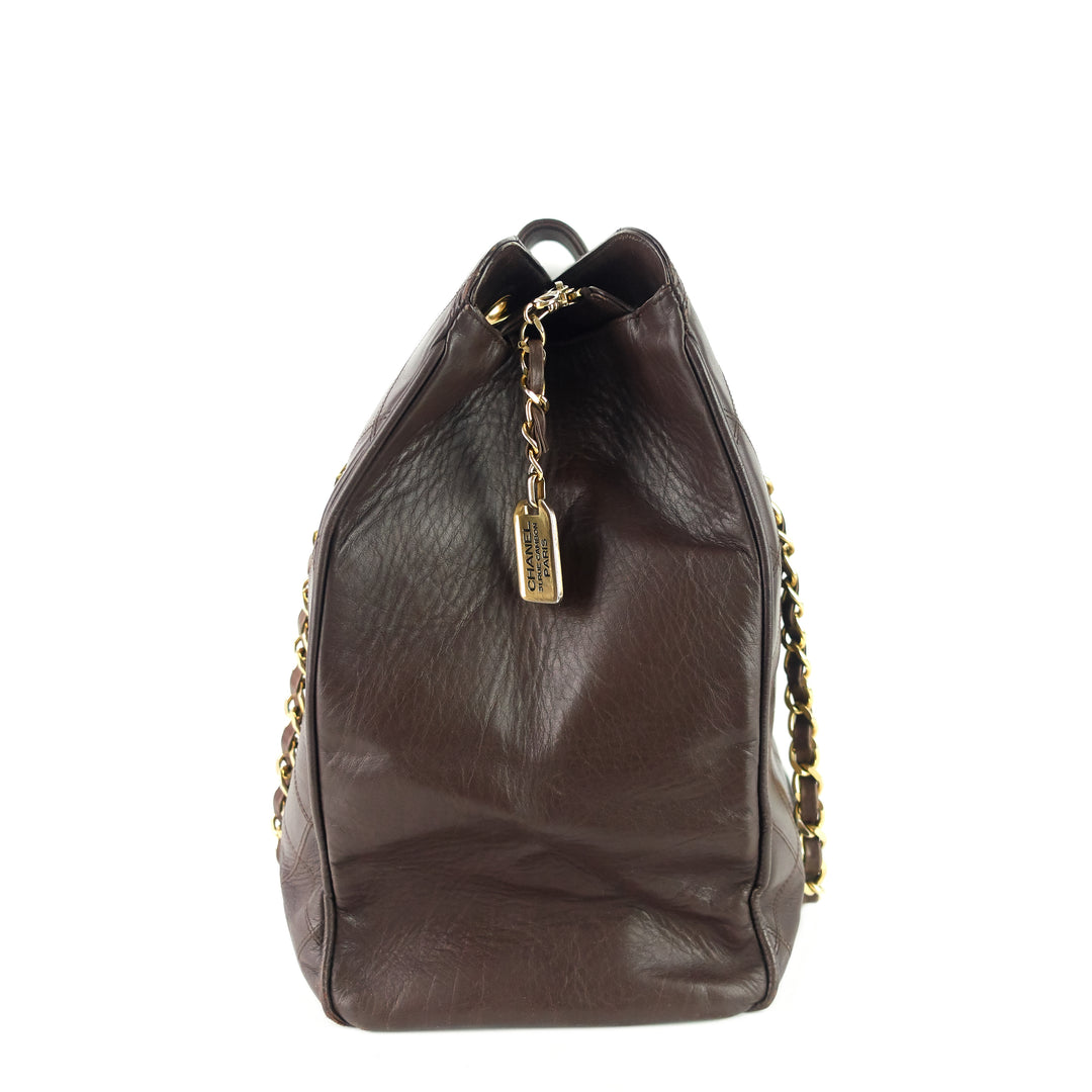 vintage supermodel weekender large calfskin leather bag