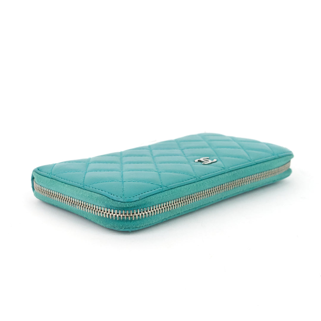 classic zip around large lambskin wallet