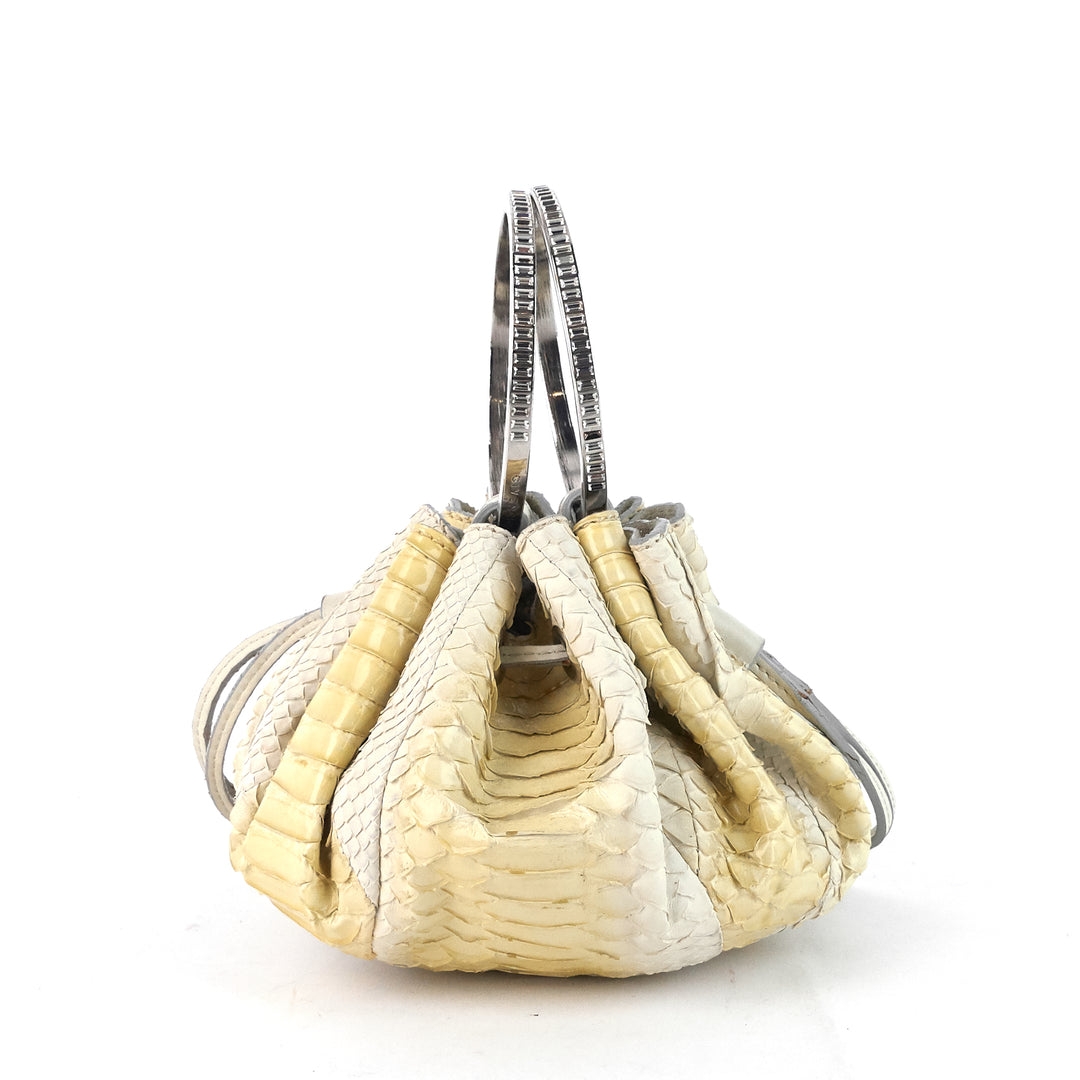 pumpkin small python leather bucket bag