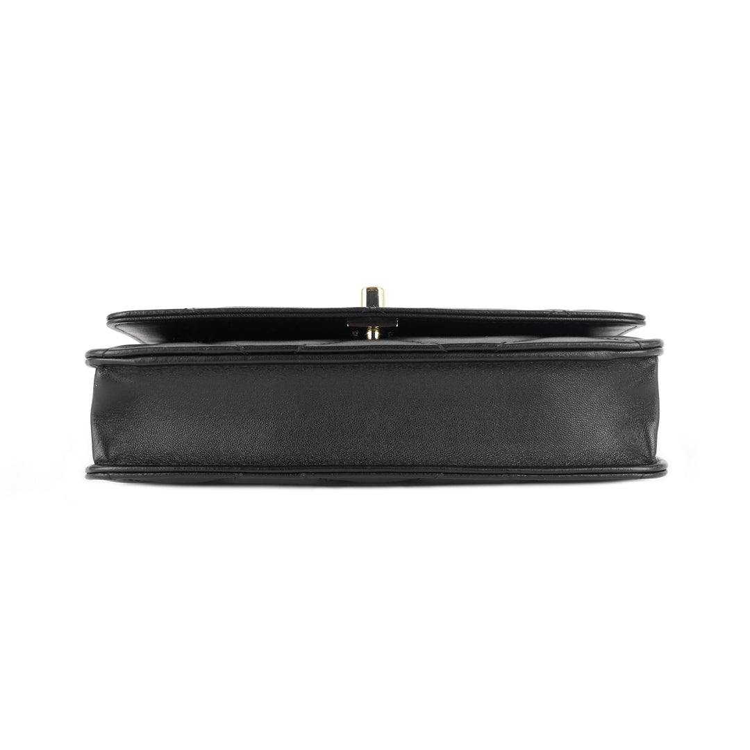 trendy large lambskin leather wallet on chain bag