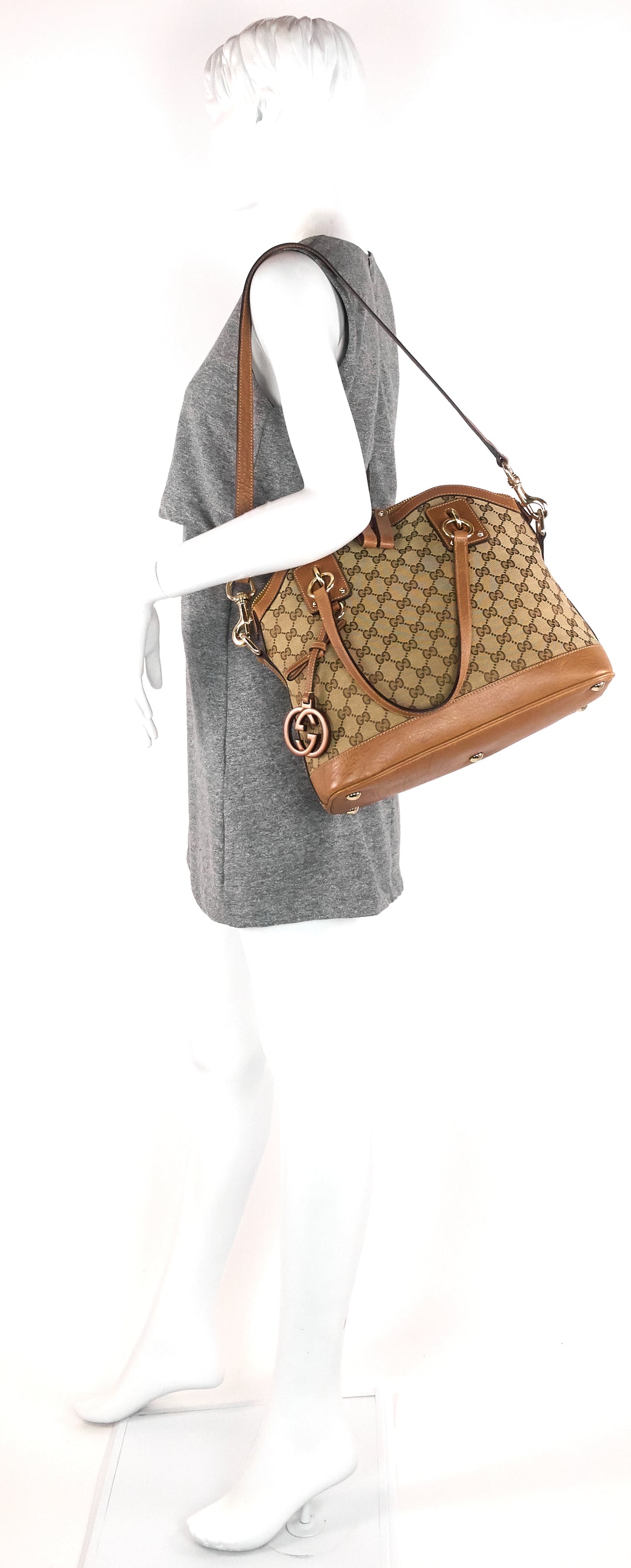 gg charm medium gg canvas dome bag