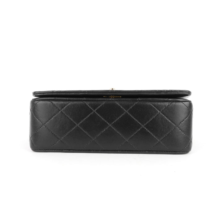 lambskin leather small single flap bag