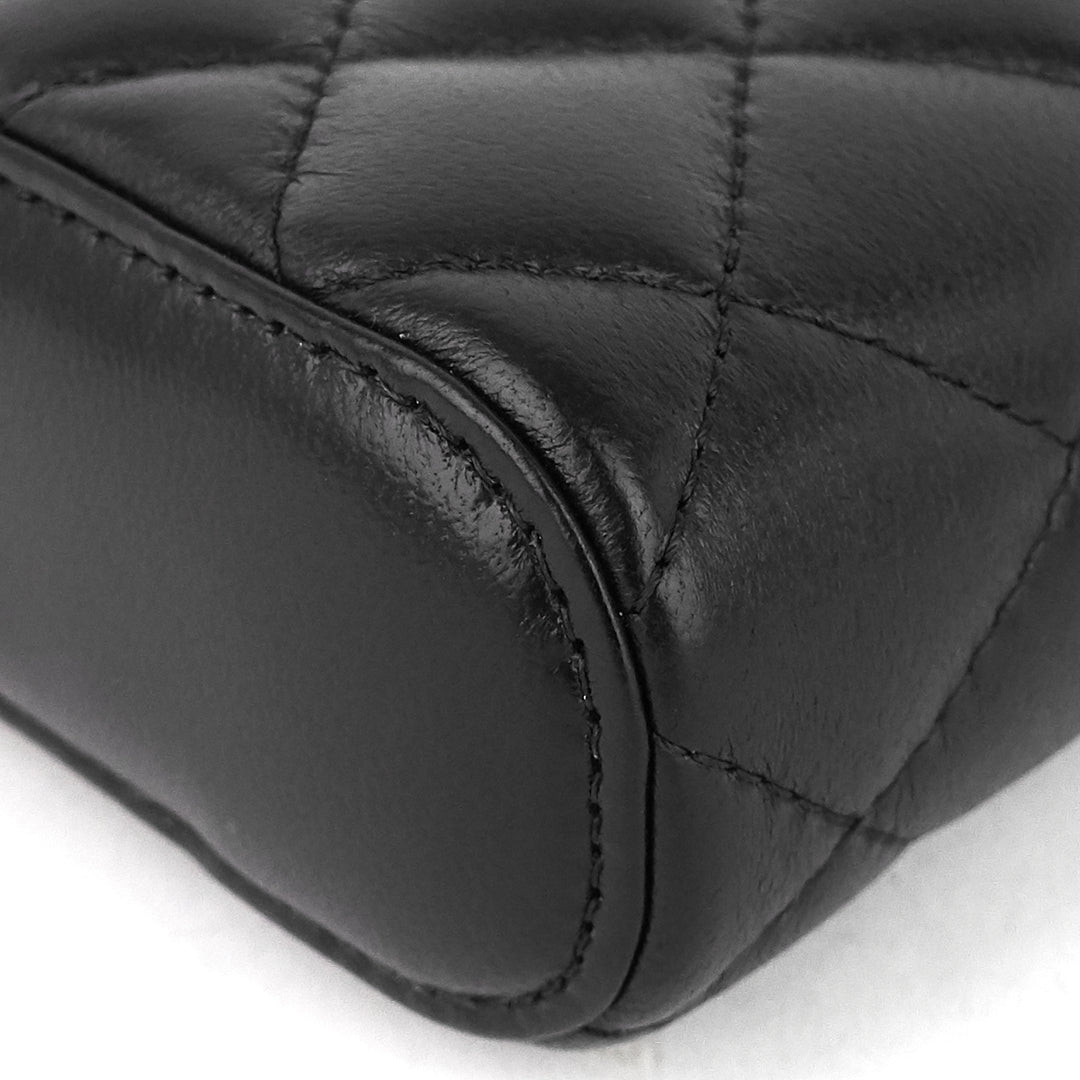 classic vanity with chain matelassé lambskin crossbody bag
