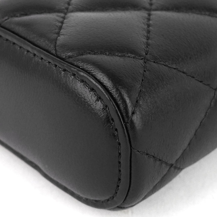 classic vanity with chain matelassé lambskin crossbody bag