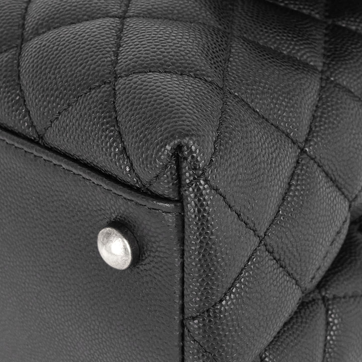 cc coco small caviar and lizard-embossed calfskin top handle bag