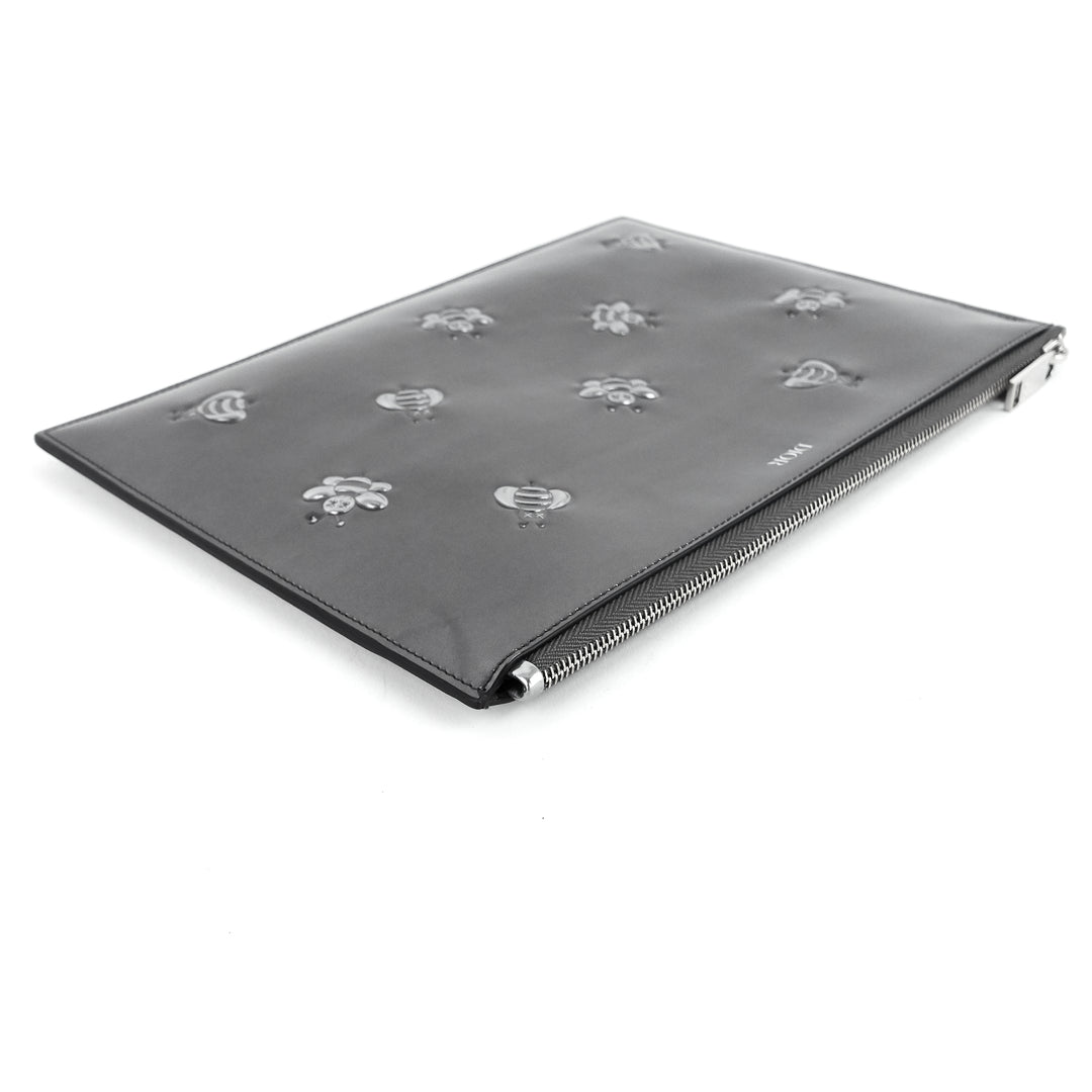 kaws bee medium embossed faux leather zip pouch