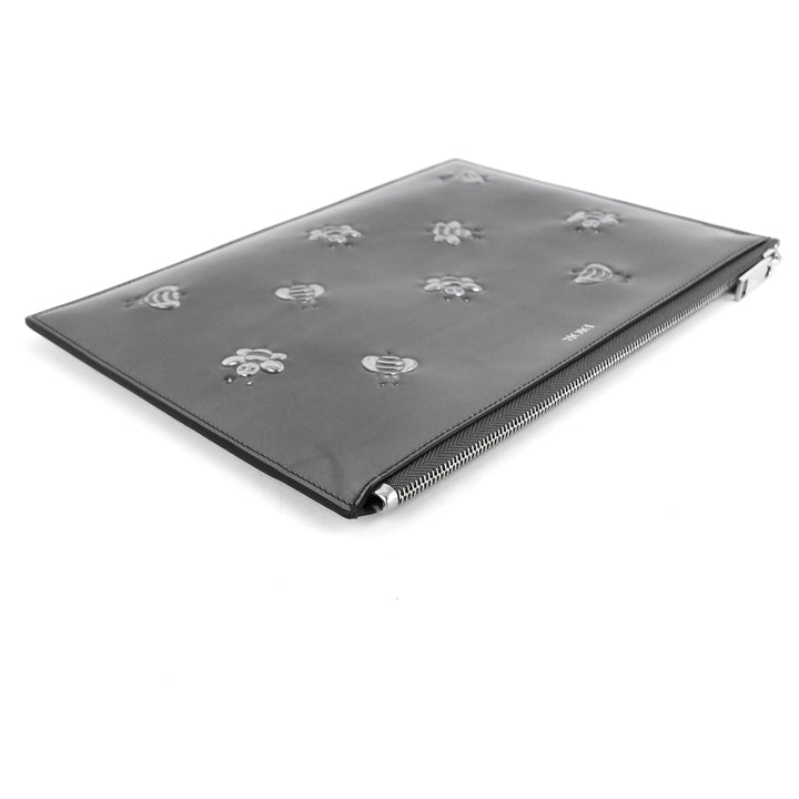 kaws bee medium embossed faux leather zip pouch