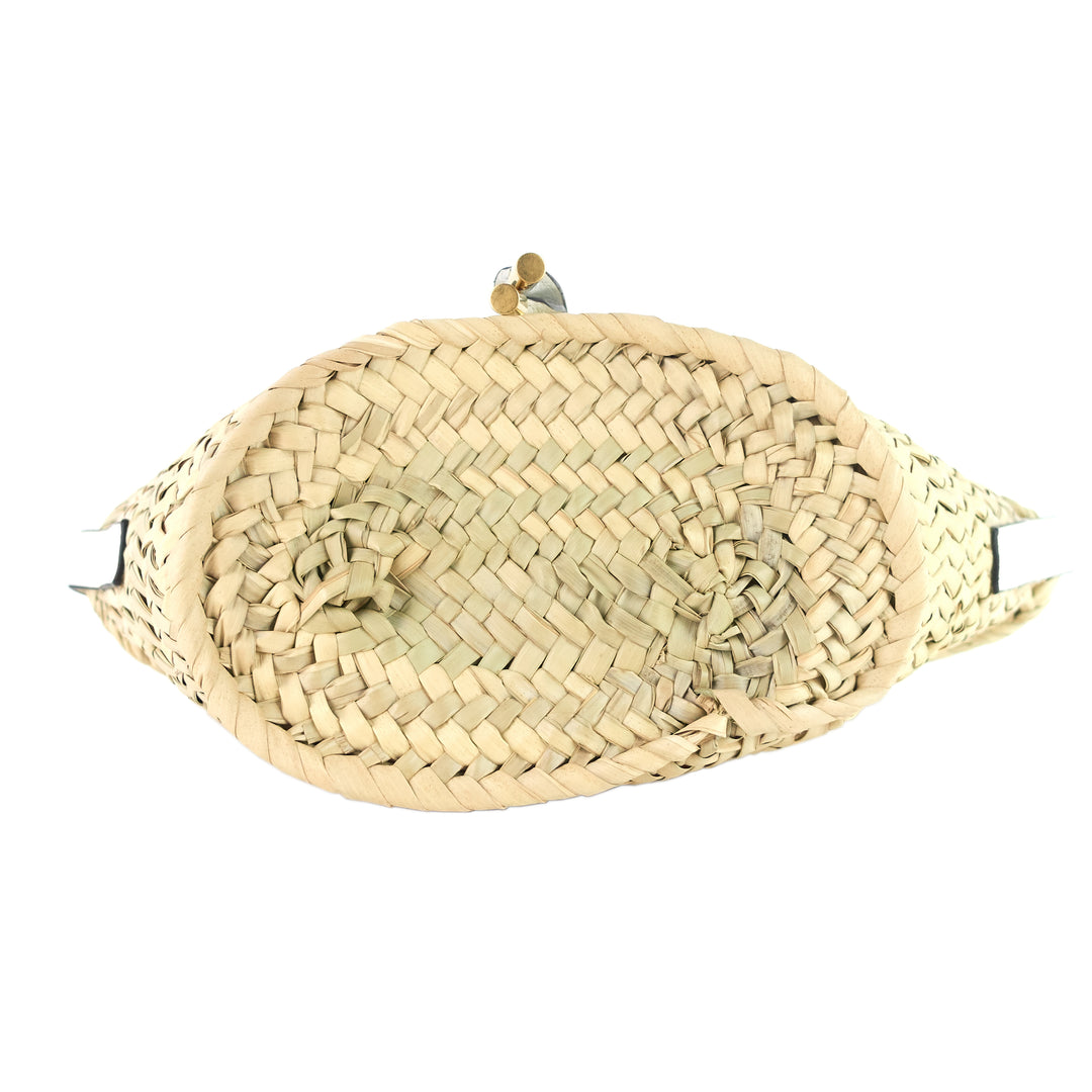 marcie mini raffia and leather crossbody bag