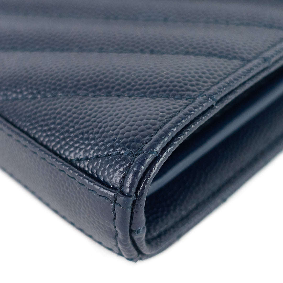 quilted grain de poudre monogram chain wallet bag
