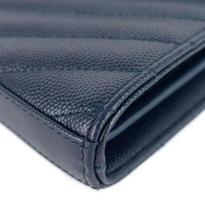 quilted grain de poudre monogram chain wallet bag