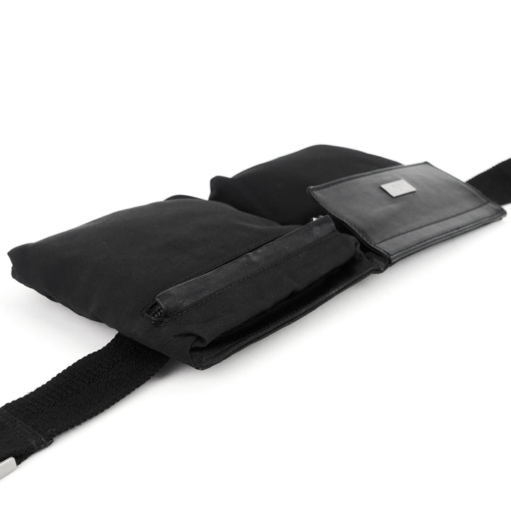 nylon and leather belt bag
