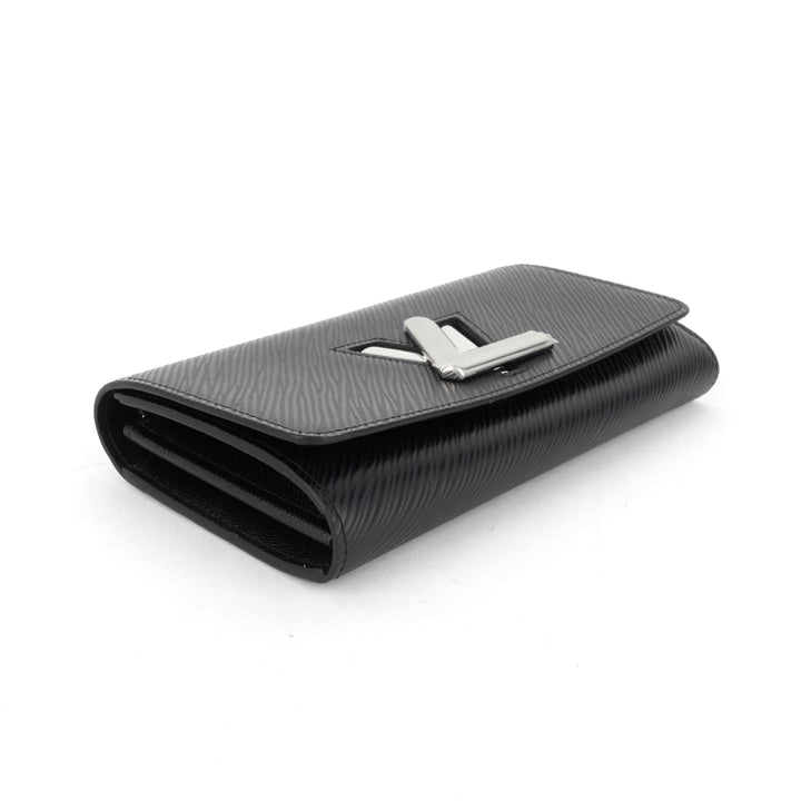 twist long black epi leather wallet