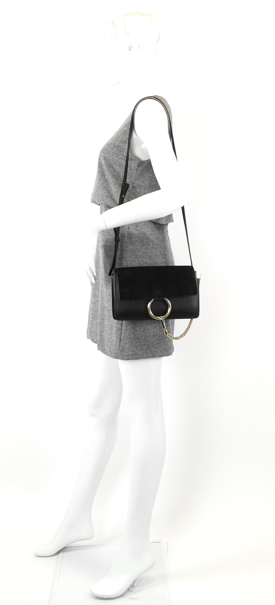 faye small leather and suede bag