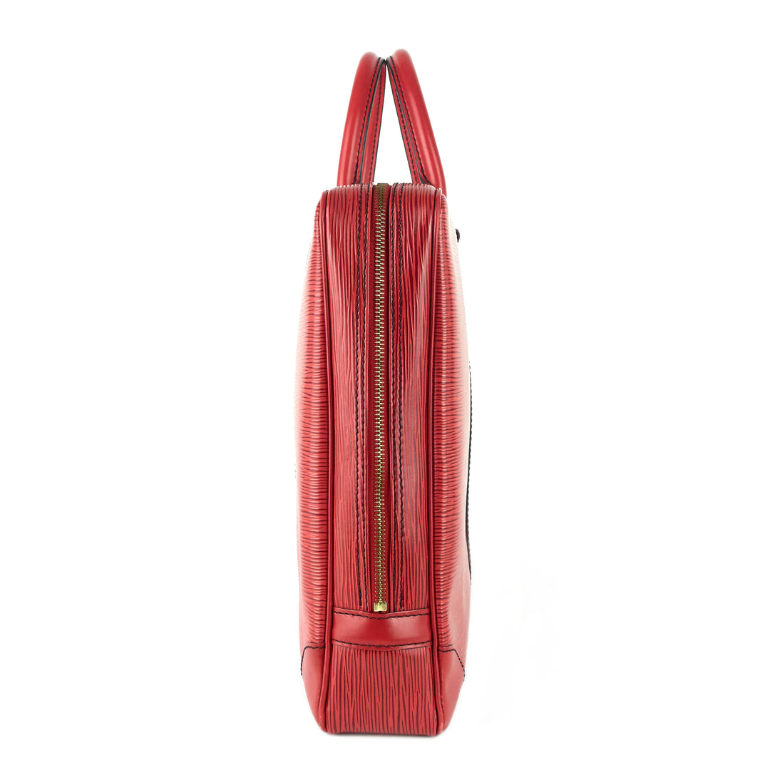porte-documents voyage red epi leather briefcase bag