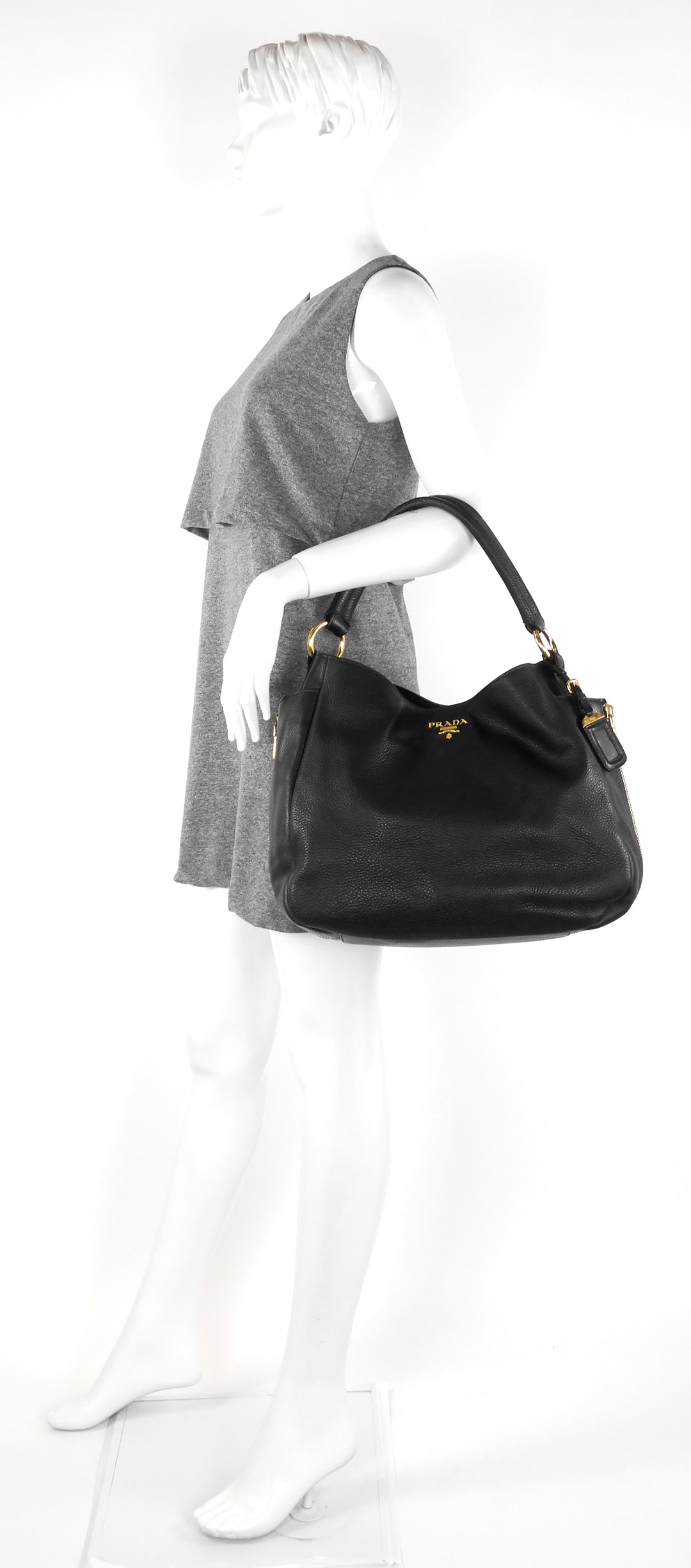 vitello daino leather zip side pocket bag