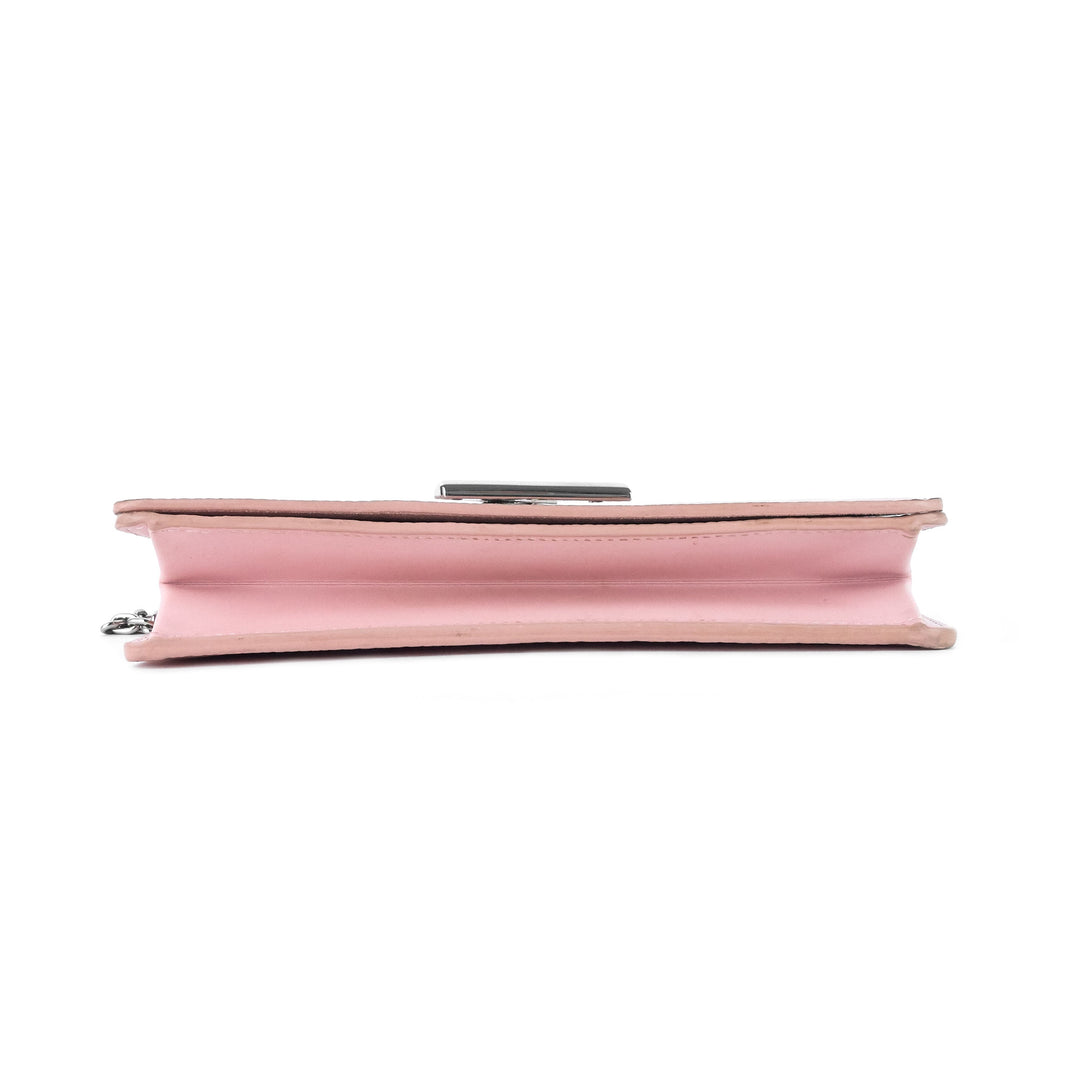 twist belt pink epi leather wallet on chain bag
