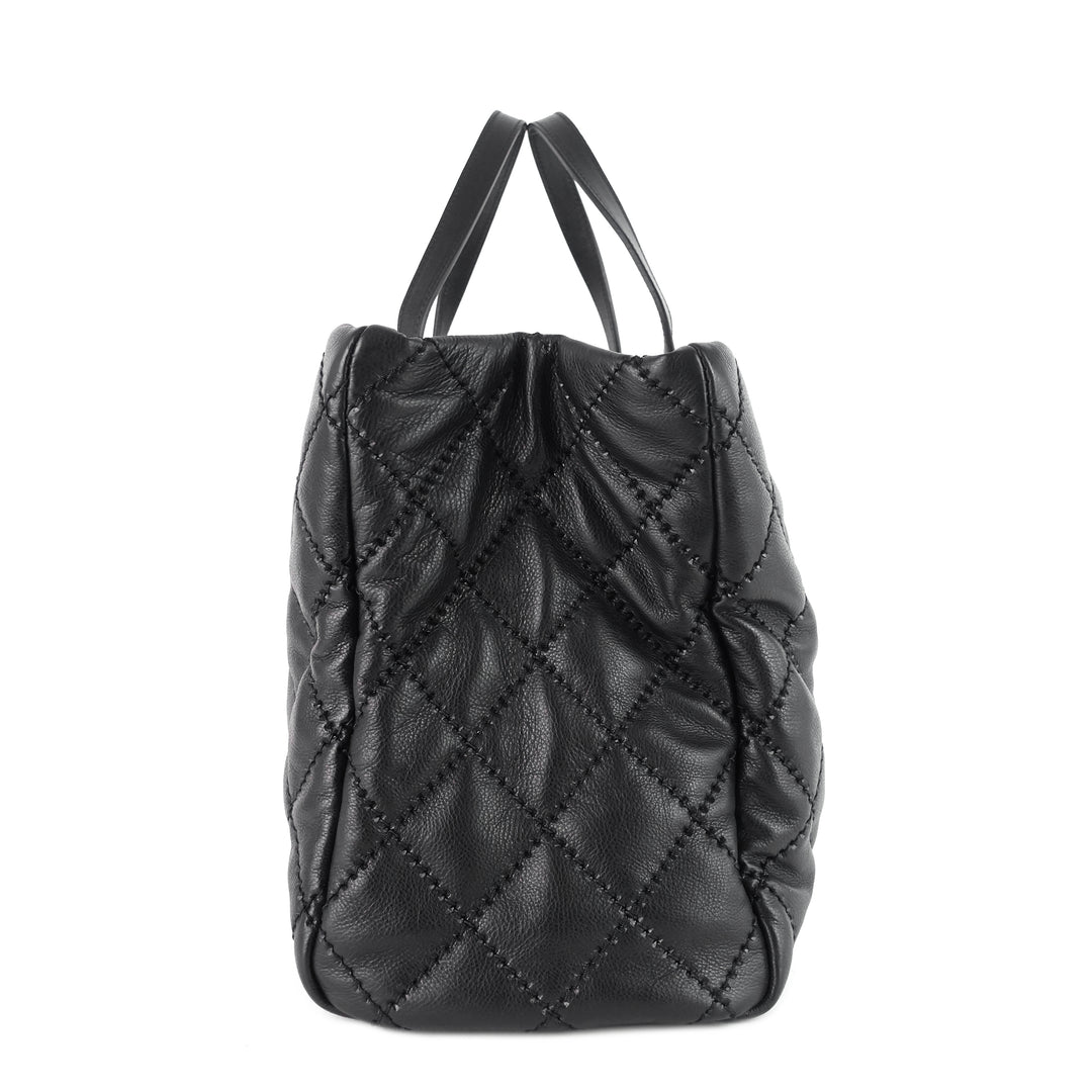 retro chain large calfskin leather shopping tote bag