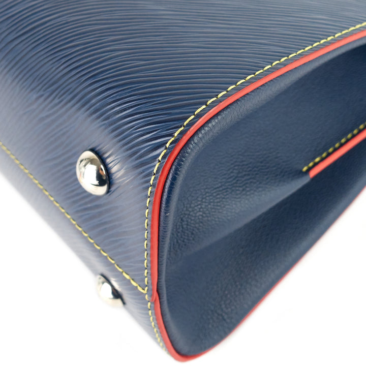 twist blue epi leather tote bag