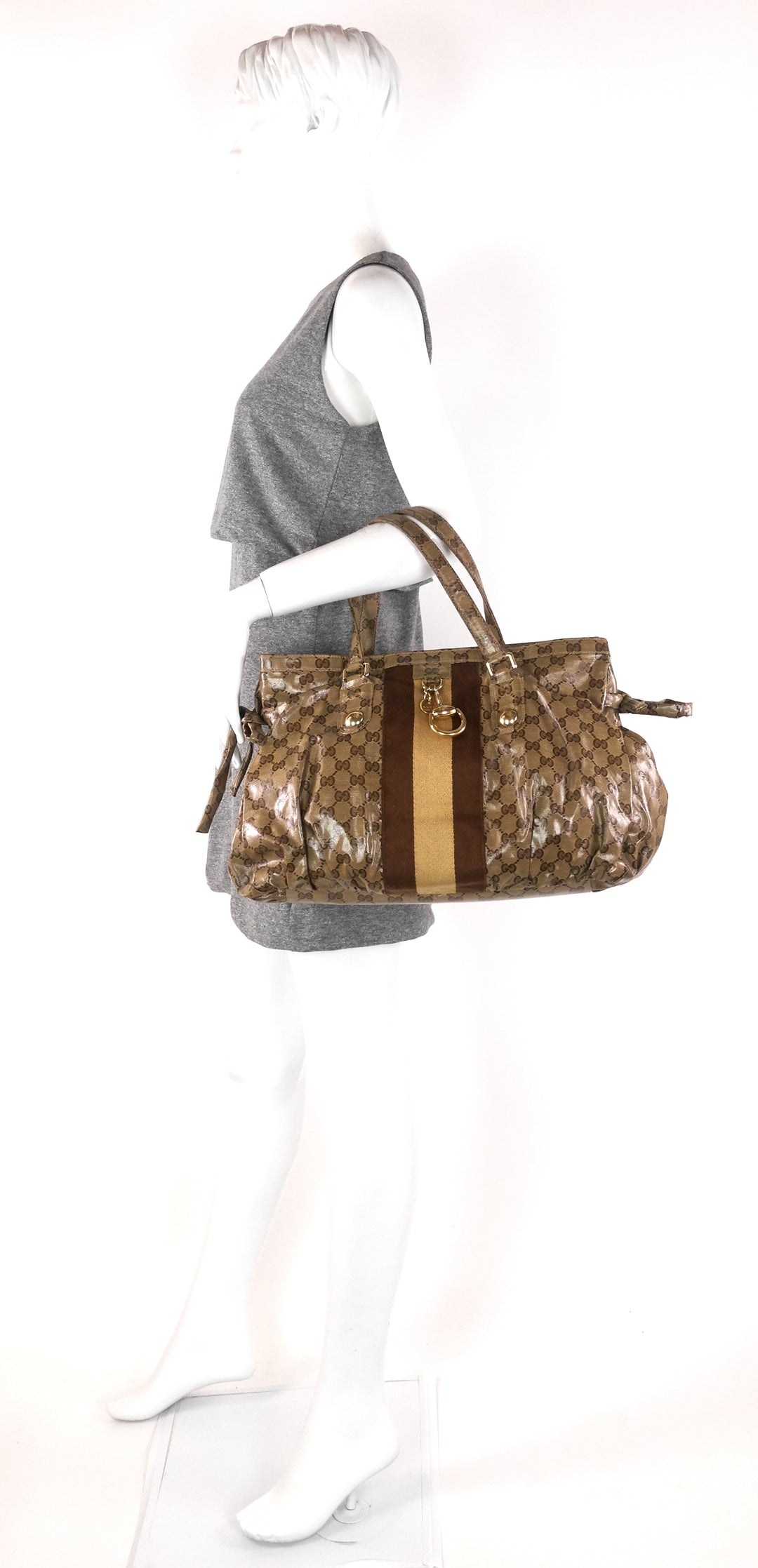 crystal monogram coated canvas web bag