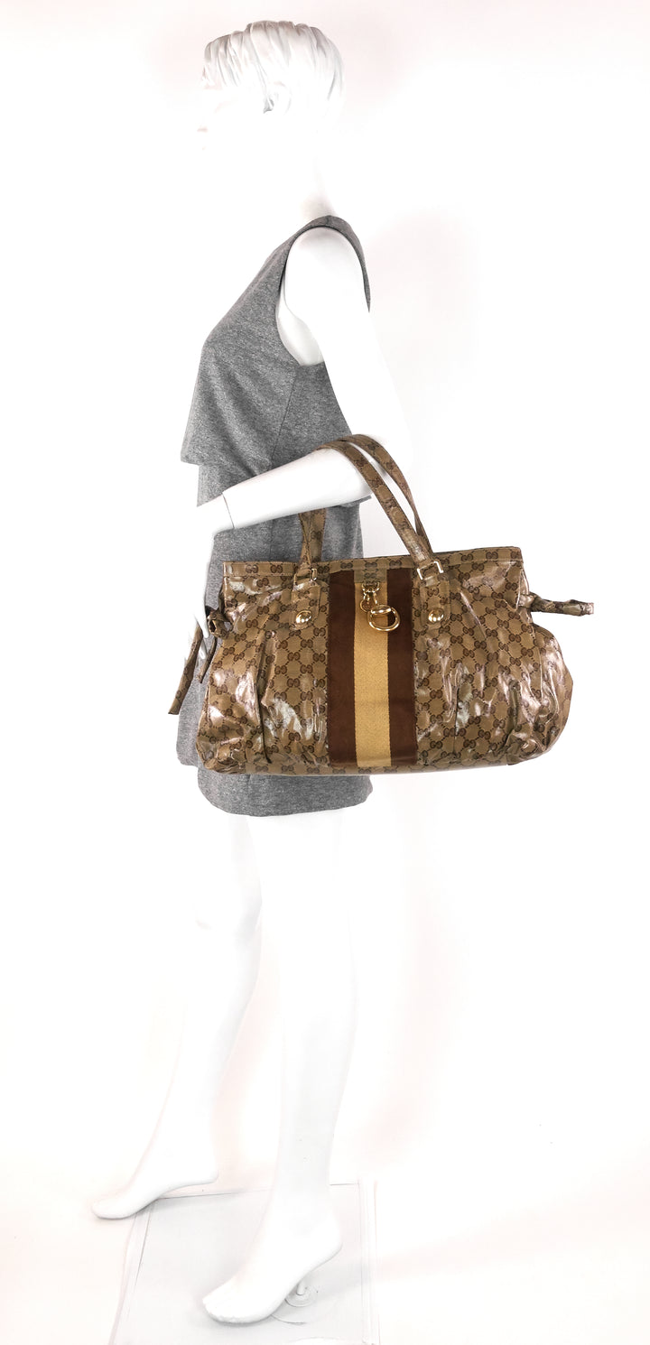 crystal monogram coated canvas web bag