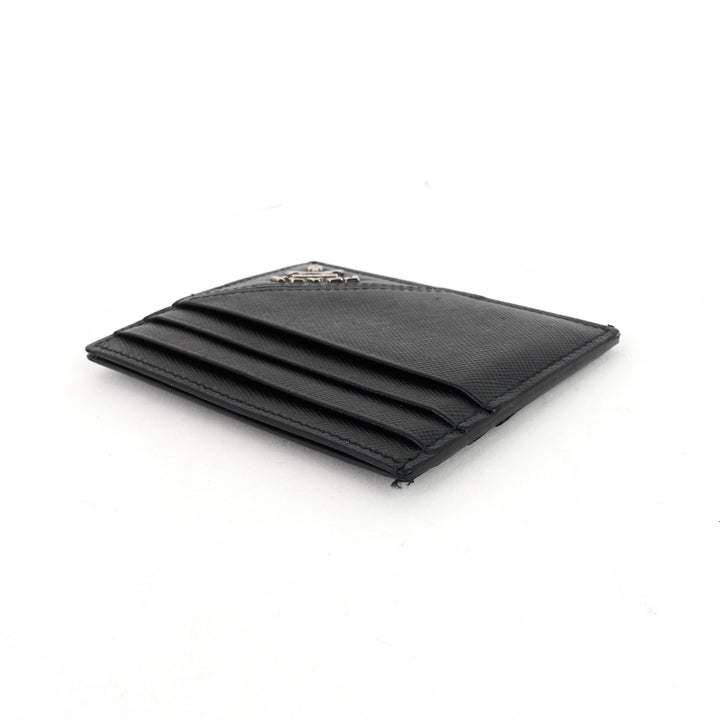 logo saffiano leather card holder