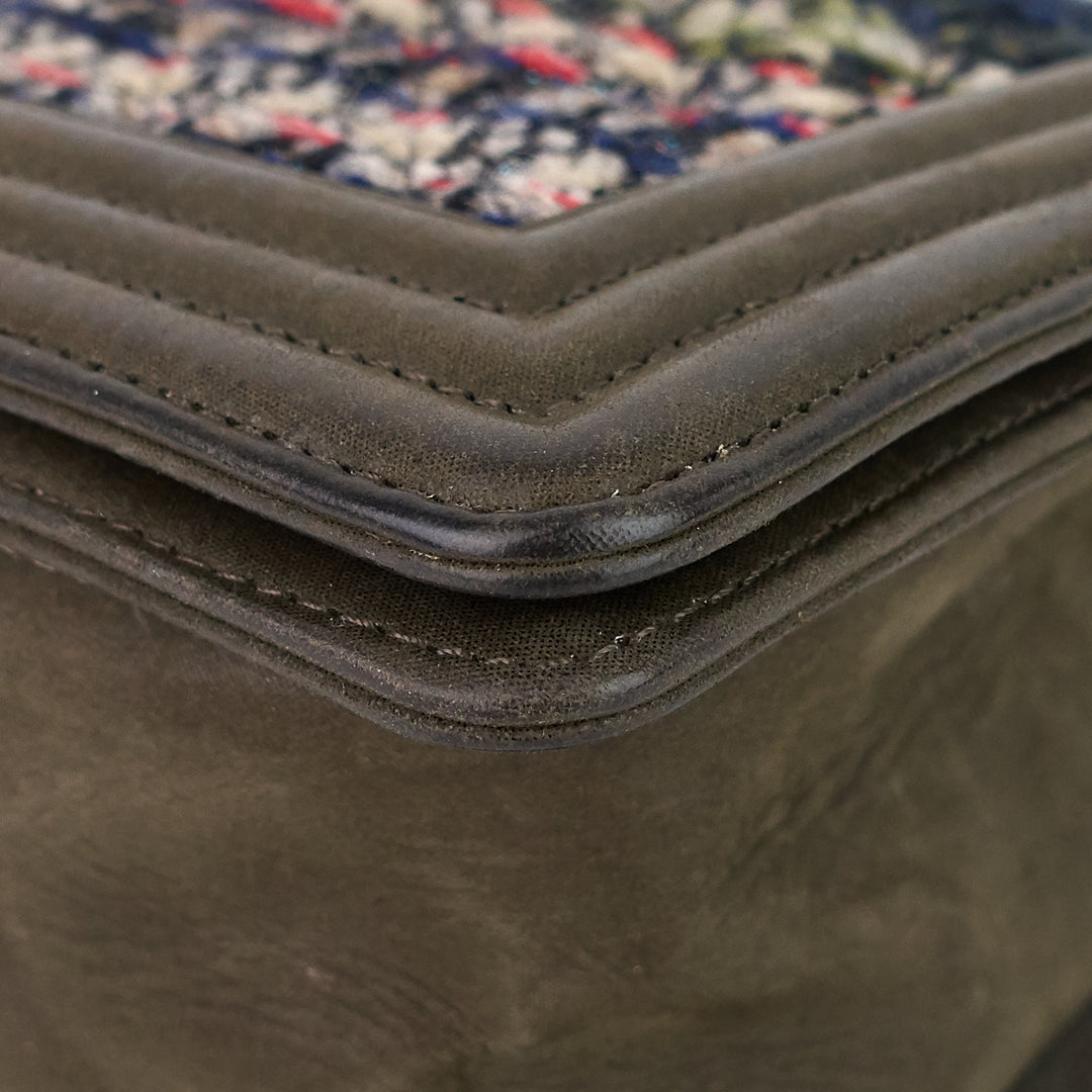 boy suede and tweed flap bag