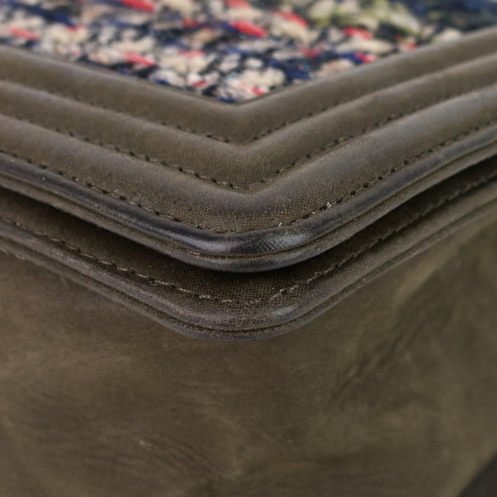 boy suede and tweed flap bag