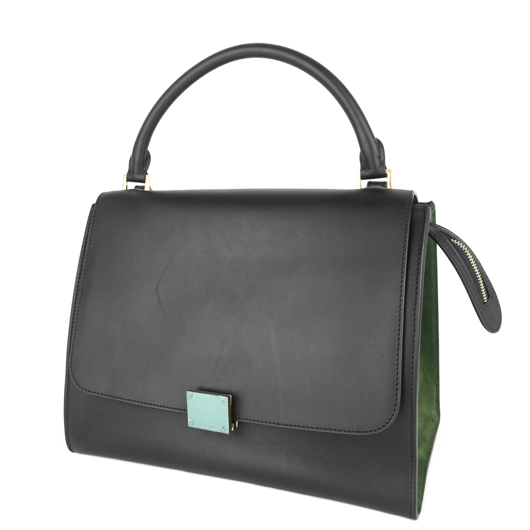 trapeze calfskin leather and suede bag