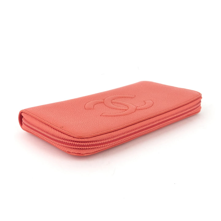 cc timeless caviar zip around wallet