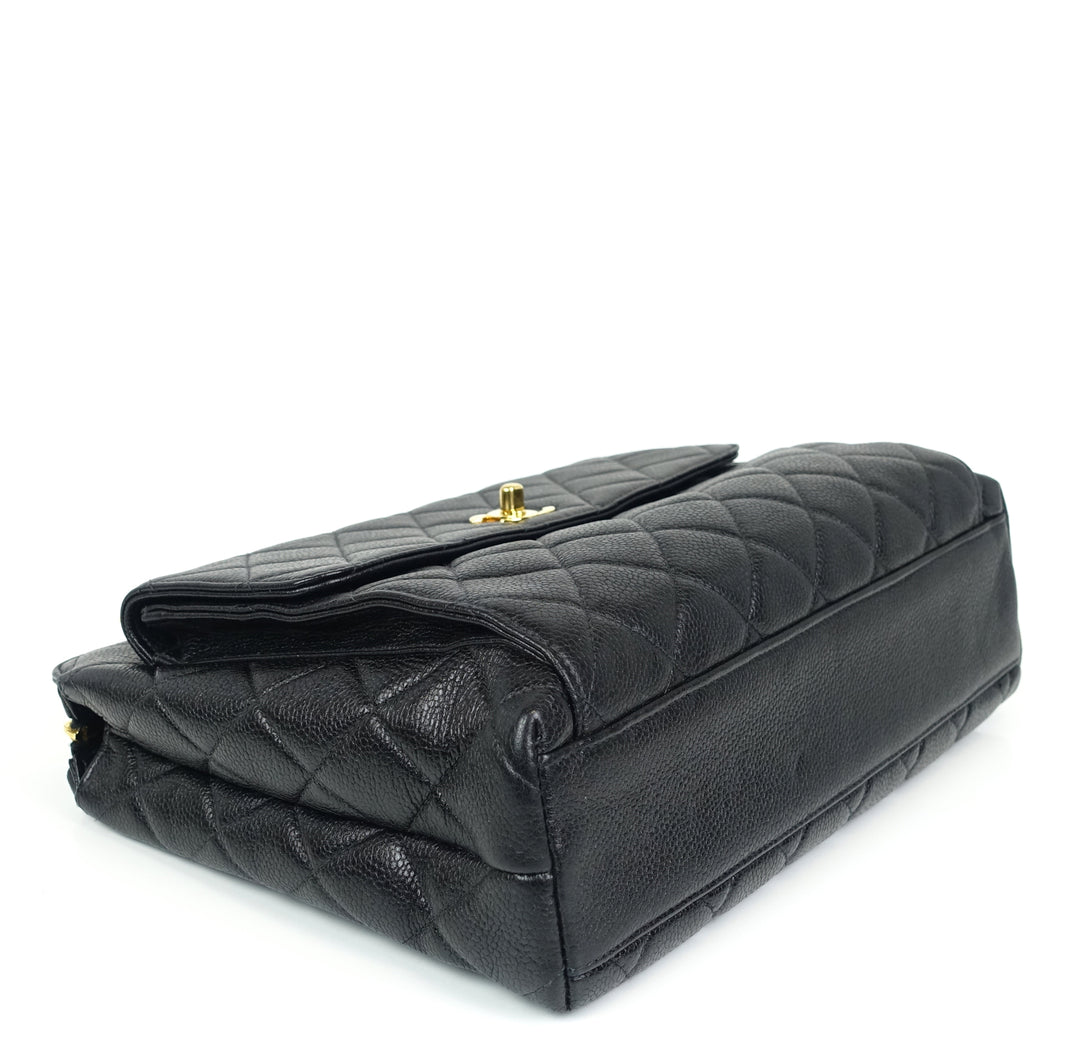 quilted caviar leather shopping tote bag