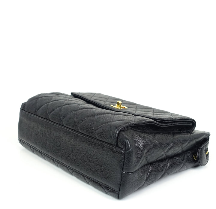 quilted caviar leather shopping tote bag
