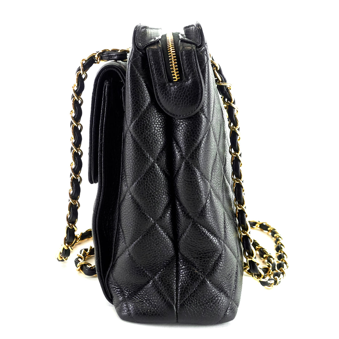 quilted caviar leather shopping tote bag