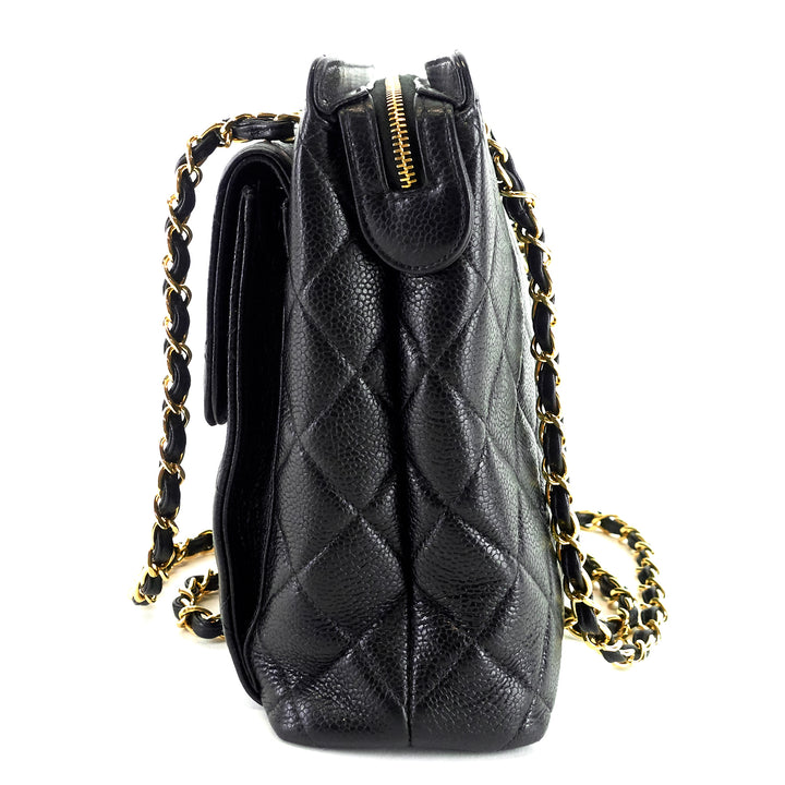 quilted caviar leather shopping tote bag