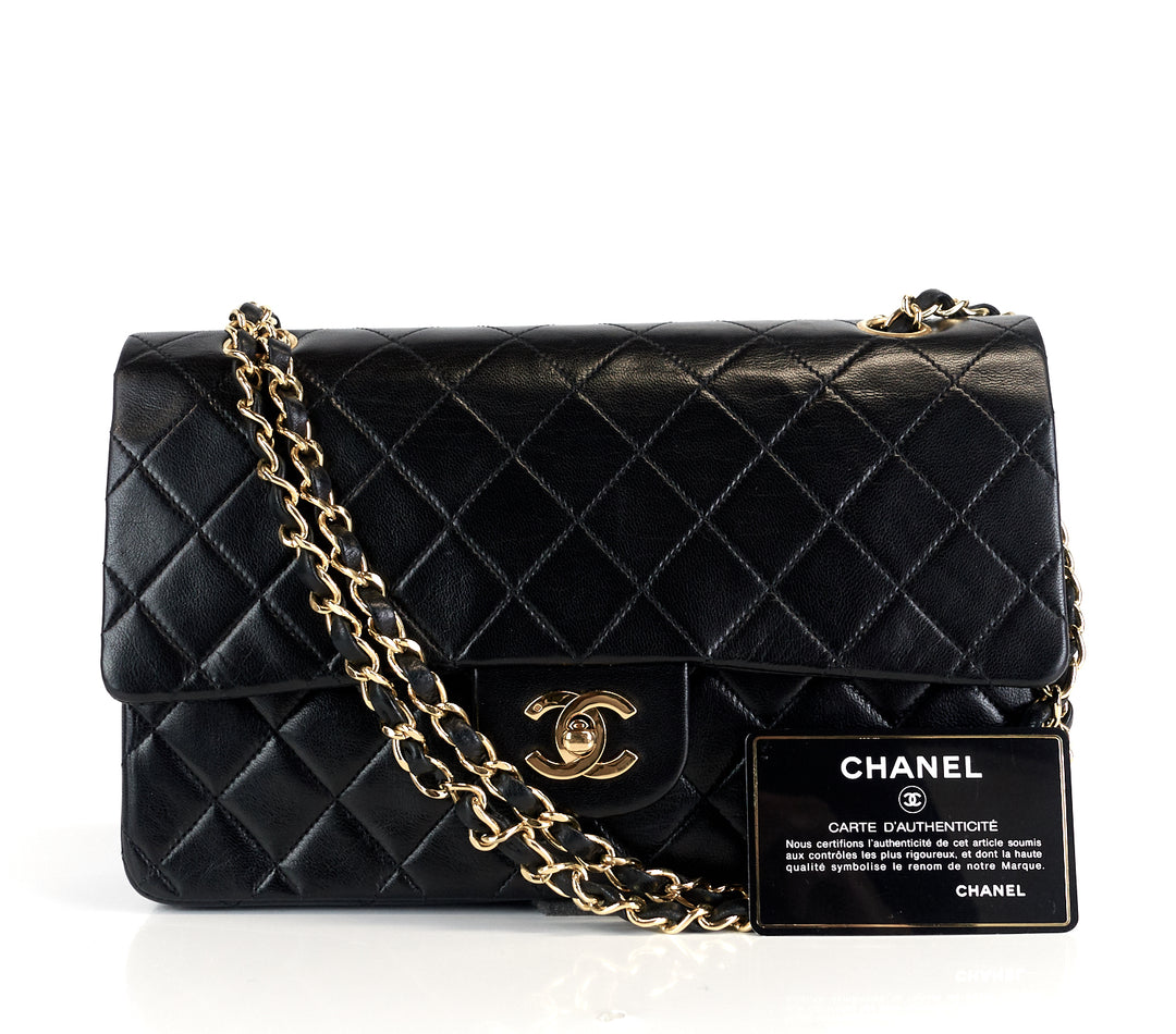 classic double flap medium lambskin leather bag