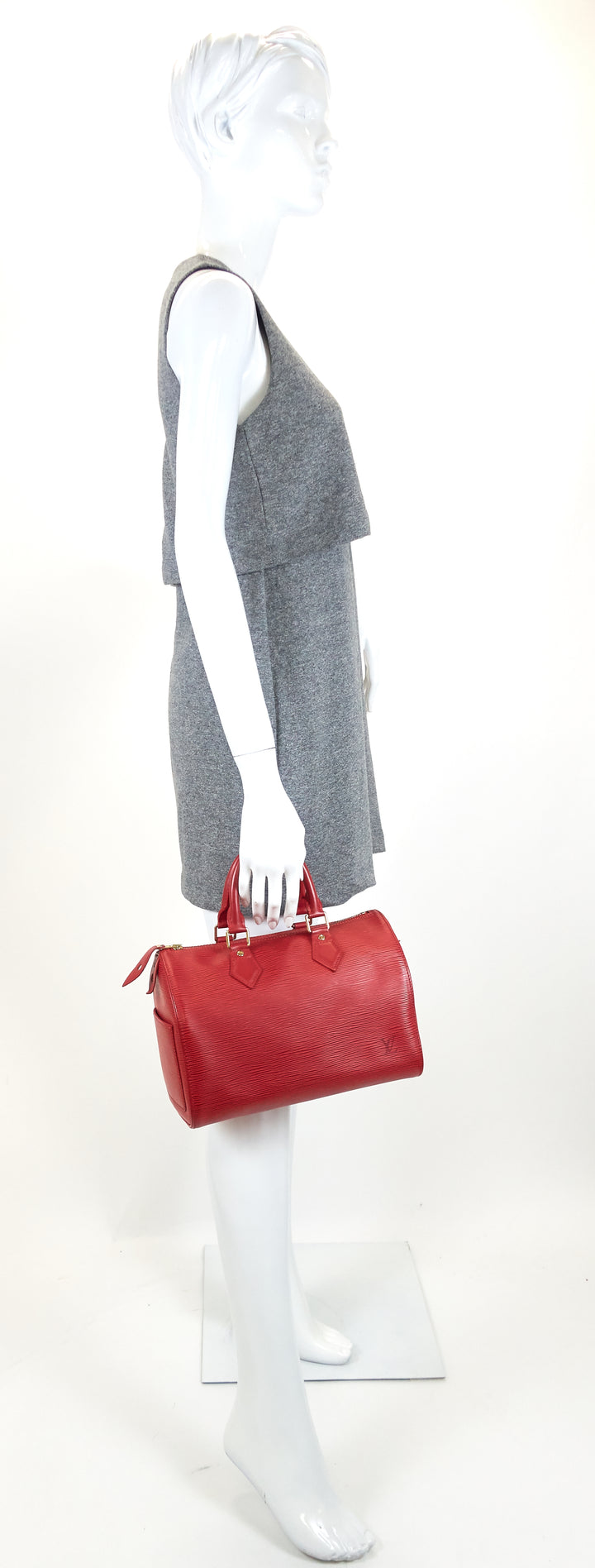 speedy 25 red epi leather bag