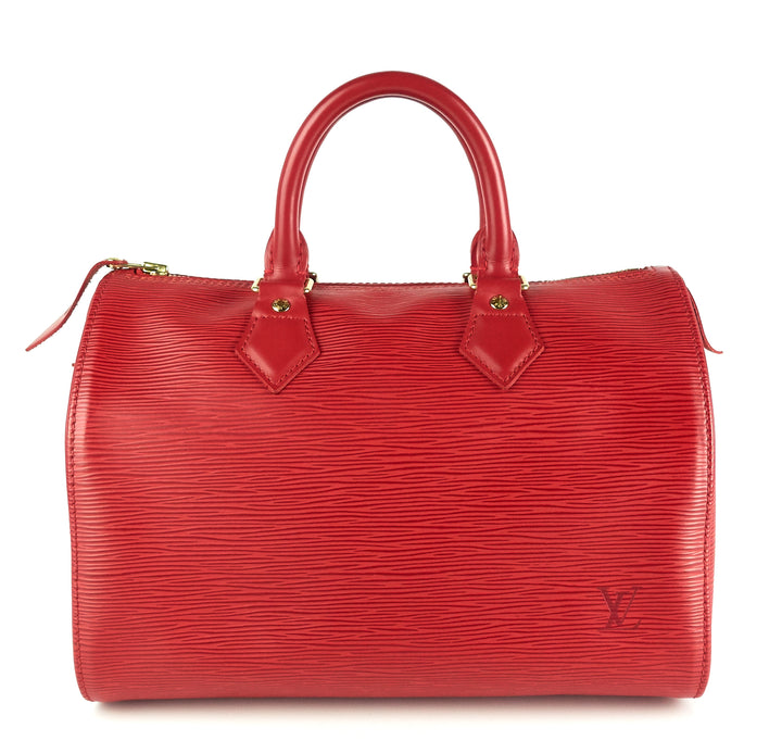 speedy 25 red epi leather bag