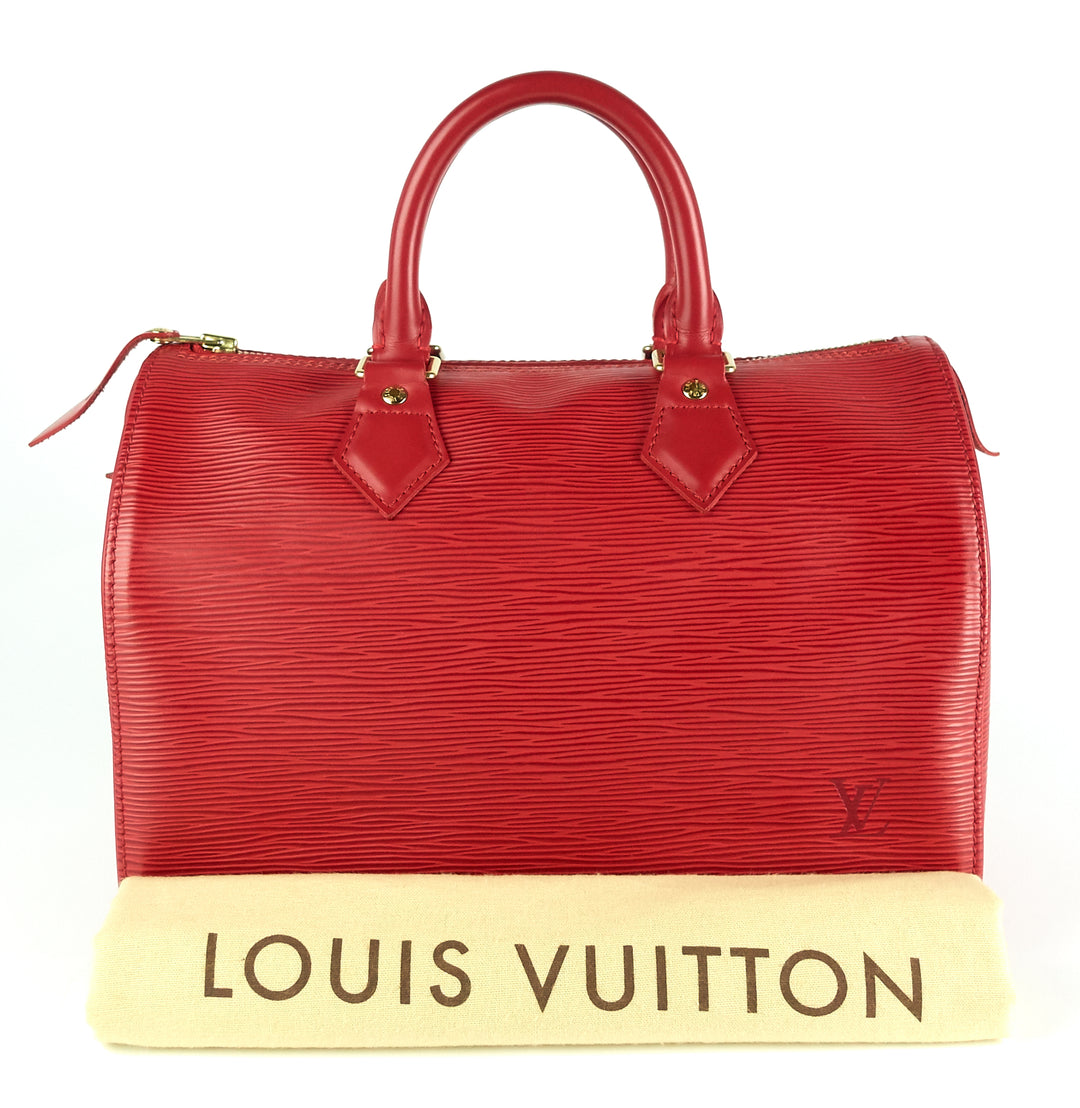 speedy 25 red epi leather bag
