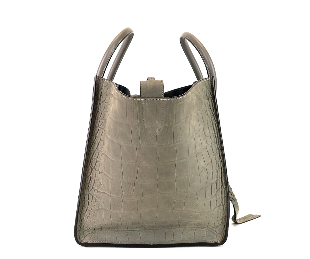 phantom crocodile embossed nubuck medium bag