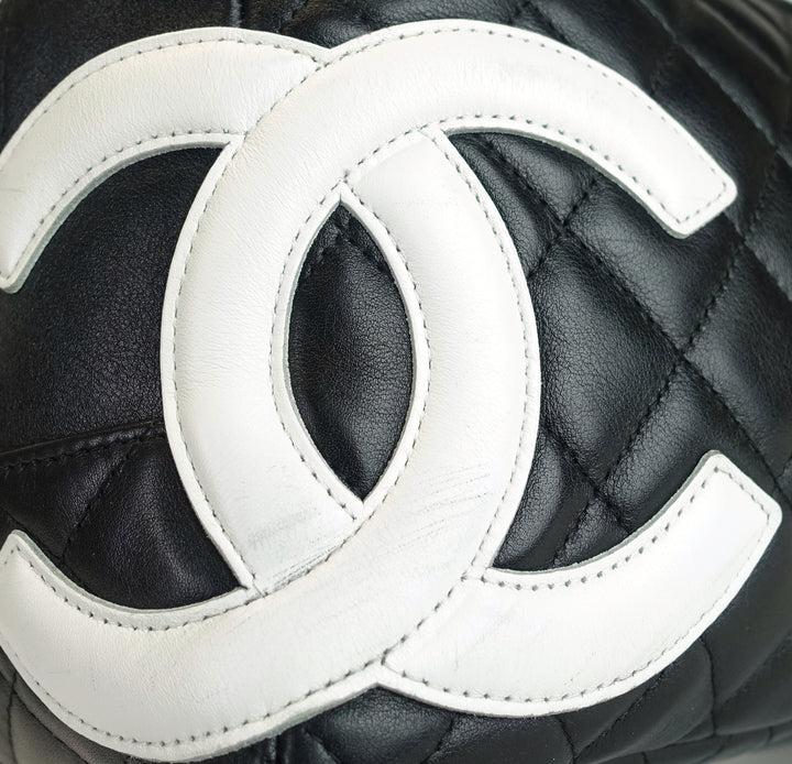 cambon bowler medium quilted lambskin leather bag