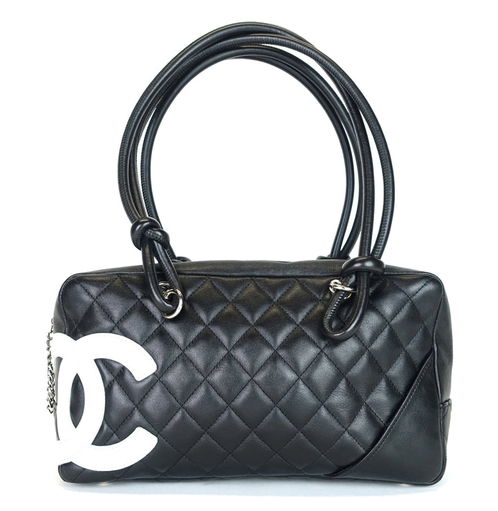 cambon bowler medium quilted lambskin leather bag